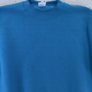 Vintage Blank Blue Jerzees Sweatshirt Mens Small Crewneck Pullover Made USA 90s